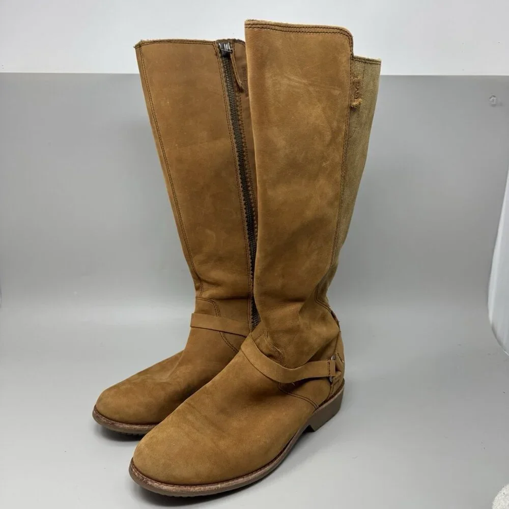 Teva De La Vina Women Size 8 Waterproof Leather Riding Tall Boot Brown 1017143